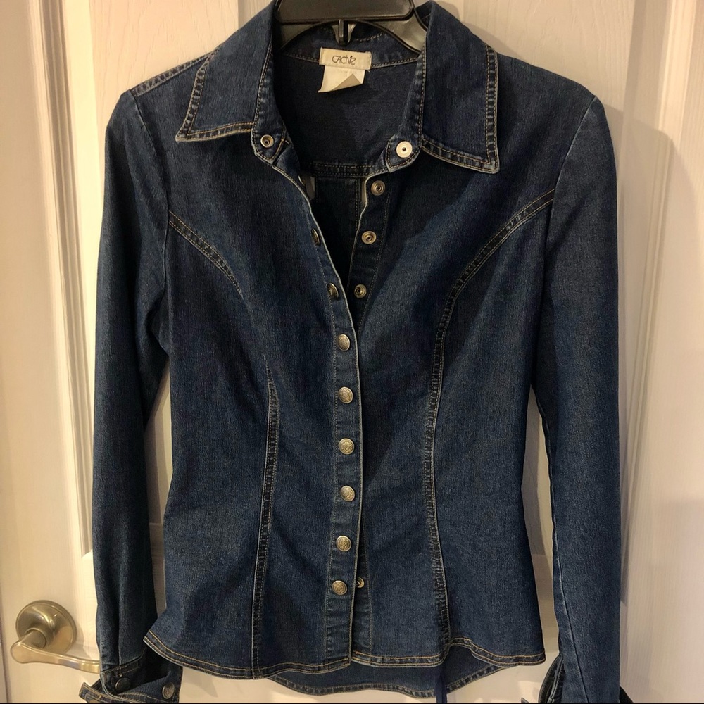 Western denim shirt corset detail